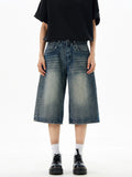 Men's Wash Wide-Leg Denim Shorts