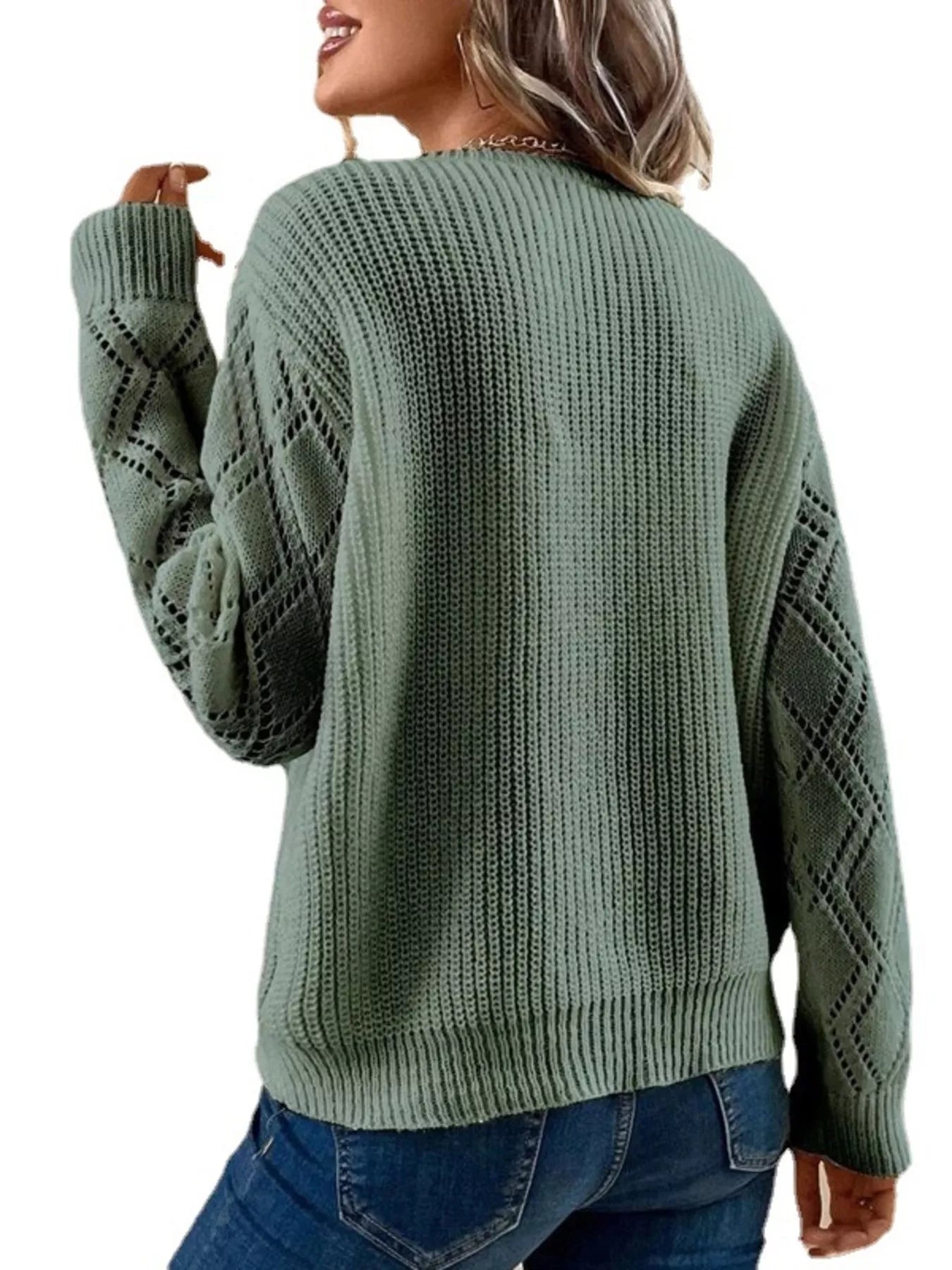 V-Neck Openwork Sweater