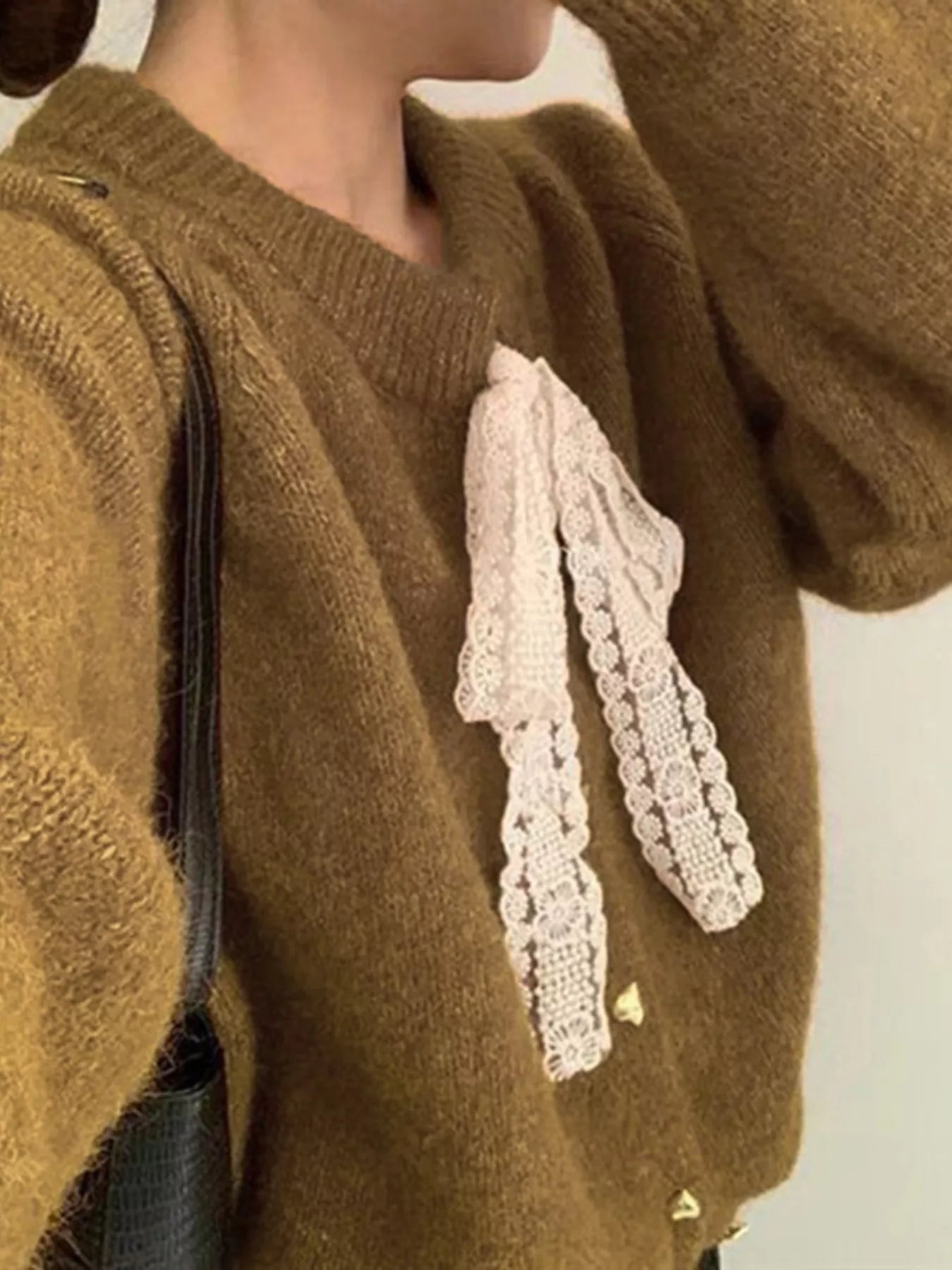 Lace Bowknot Knit Cardigan