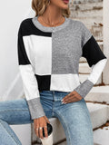 Color Block Knit Long Sleeve Sweater