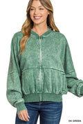 Zenana Acid Washed Fleece Jacket