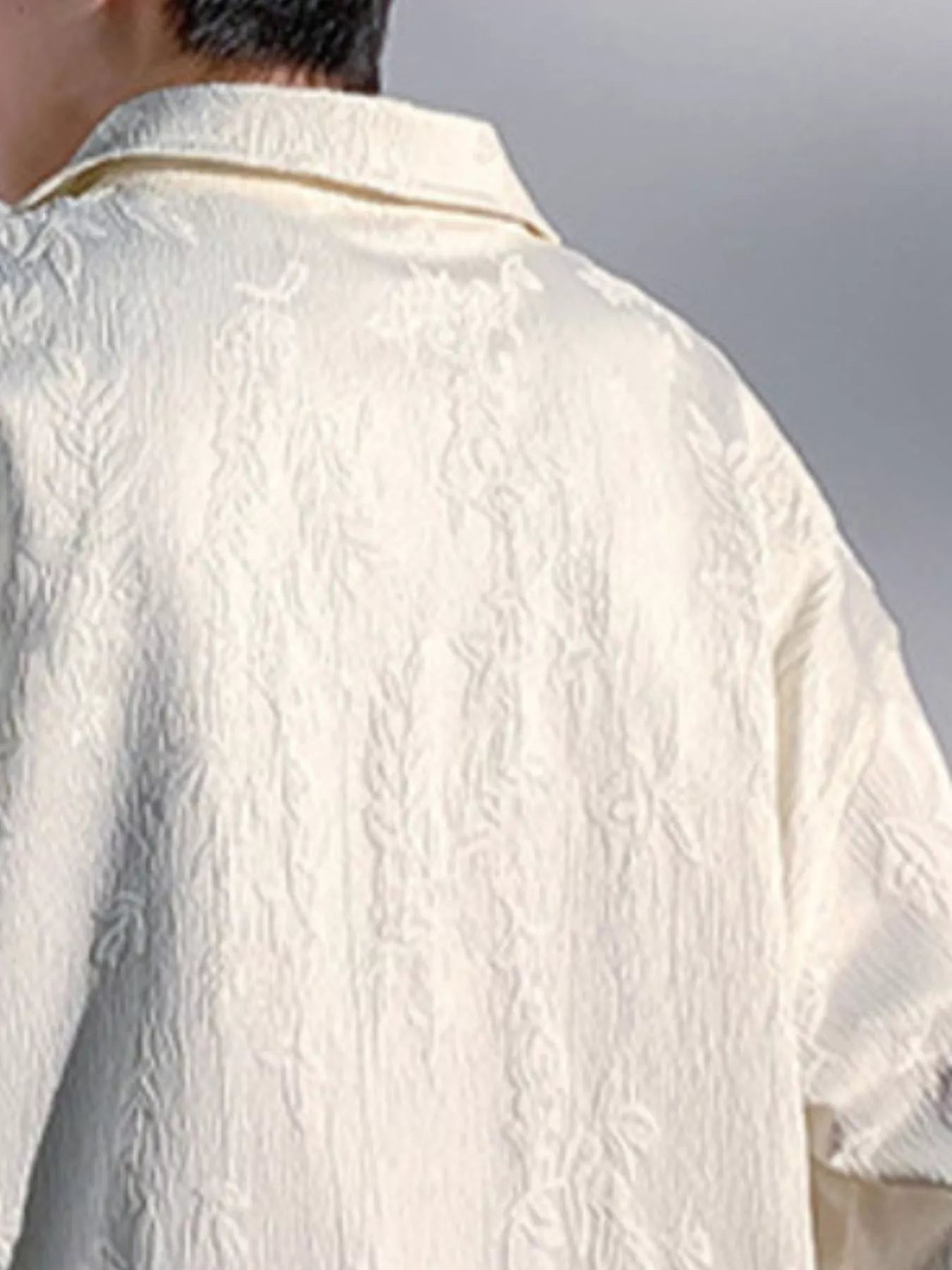 Men's Plus Size Floral Jacquard Short Sleeve Shirt