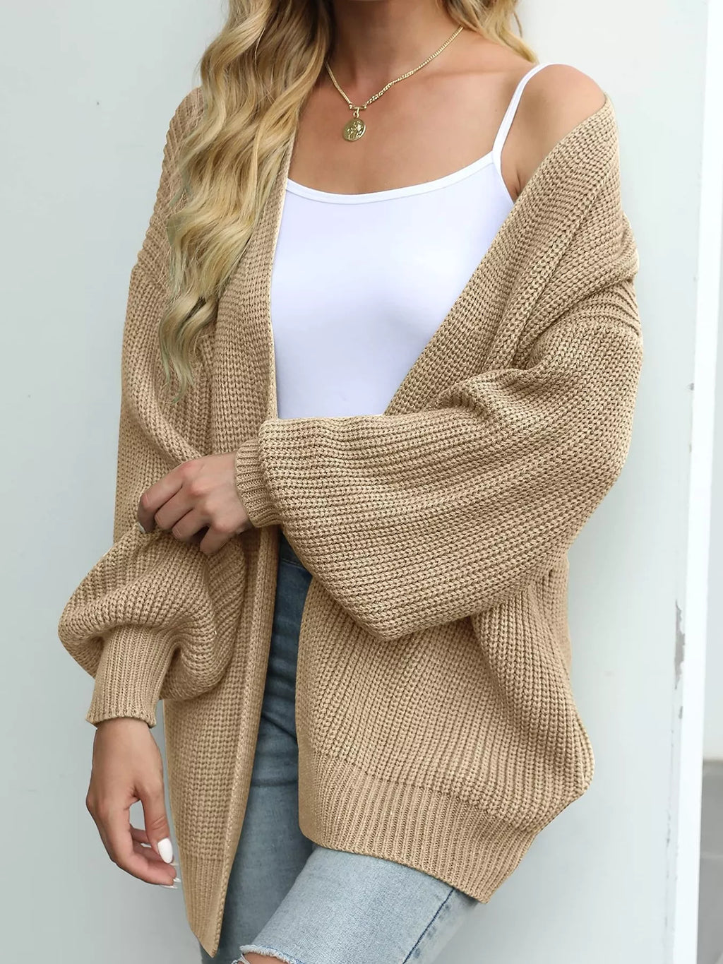 Full Size Chunky Knit Open Front Cardigan Plus Size