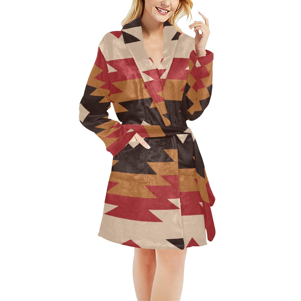 Baha Ranch Red Aztec Women's Western Bath Robe