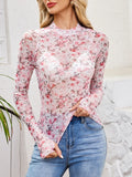 Floral Mock Neck Long Sleeve Top
