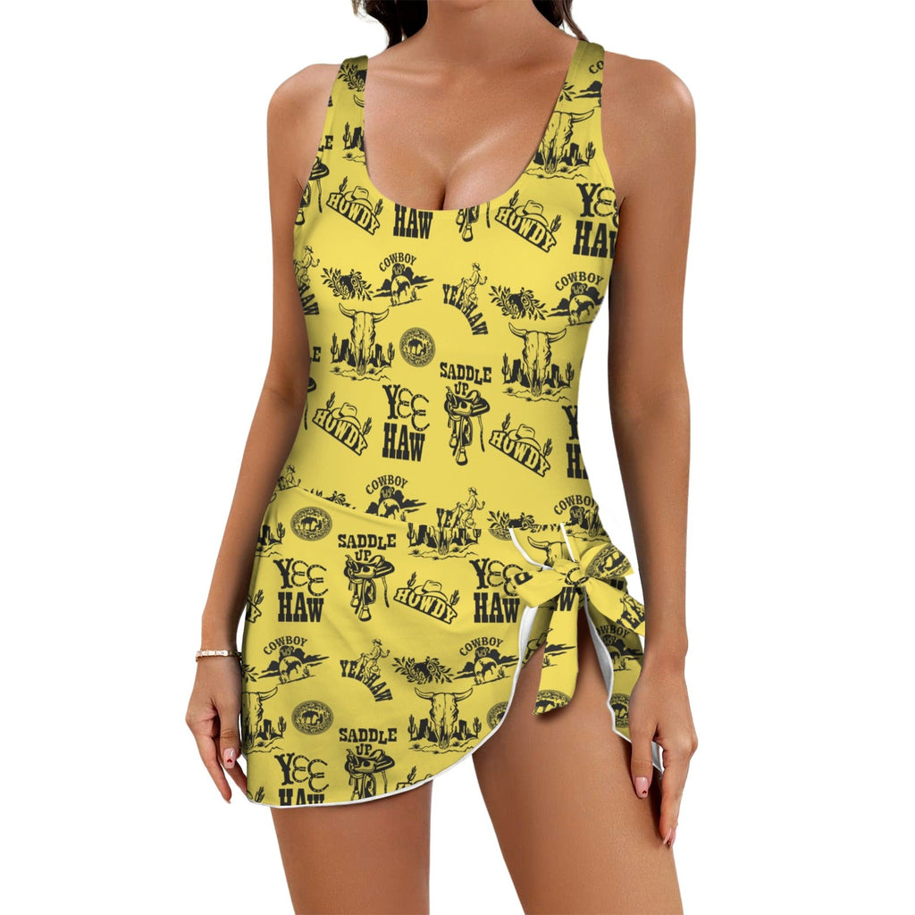 Baha Ranch Cowgirl Graphics Skirted One Piece Swim Suit