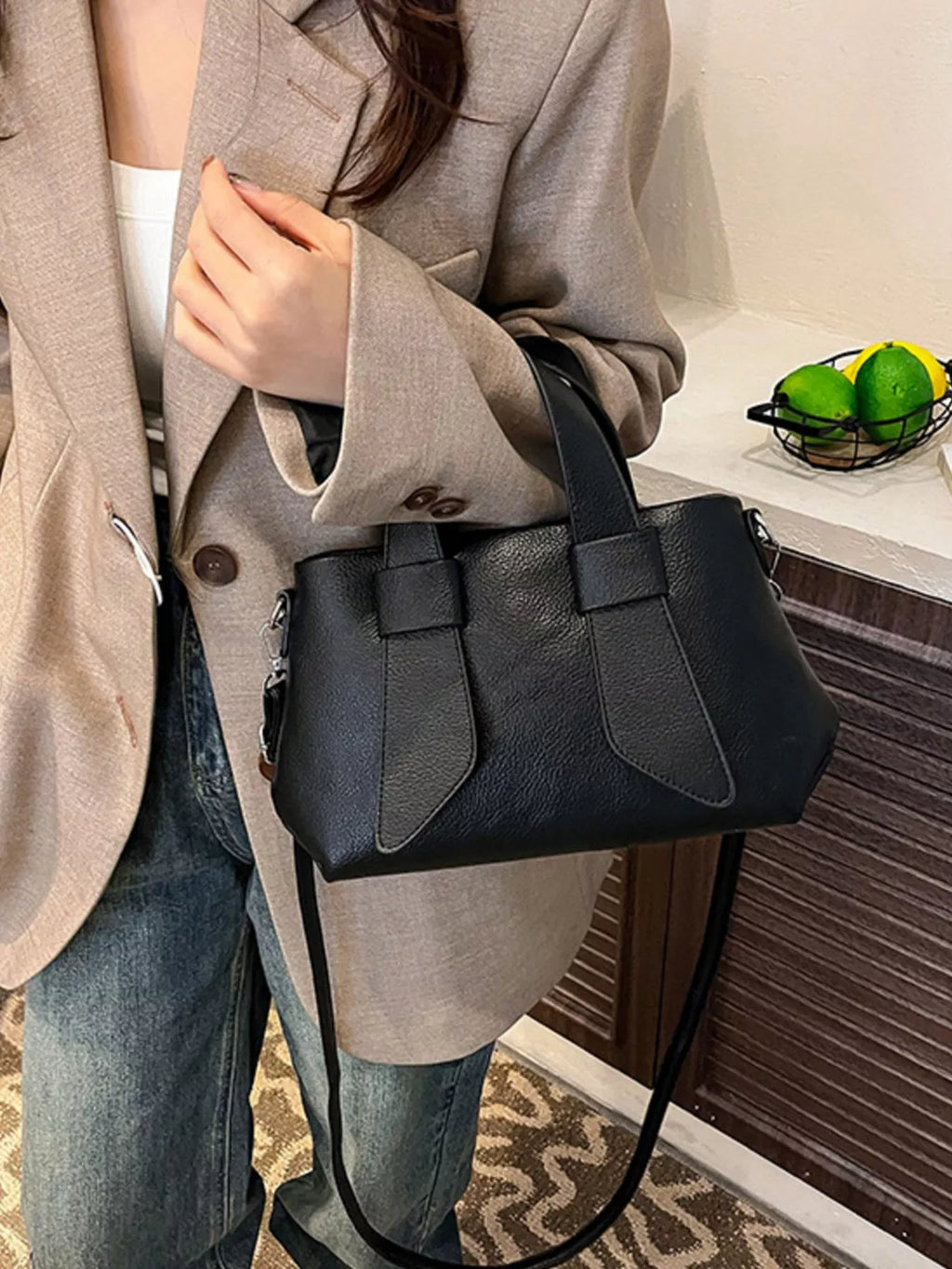 Textured Faux Leather Crossbody Bag
