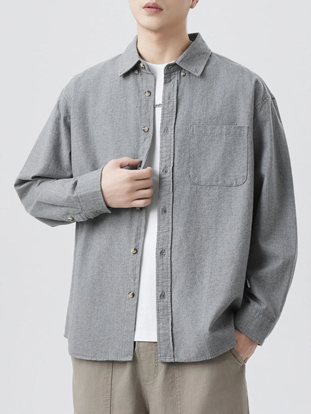 Men's Plus Size Button Up Long Sleeve Shirt