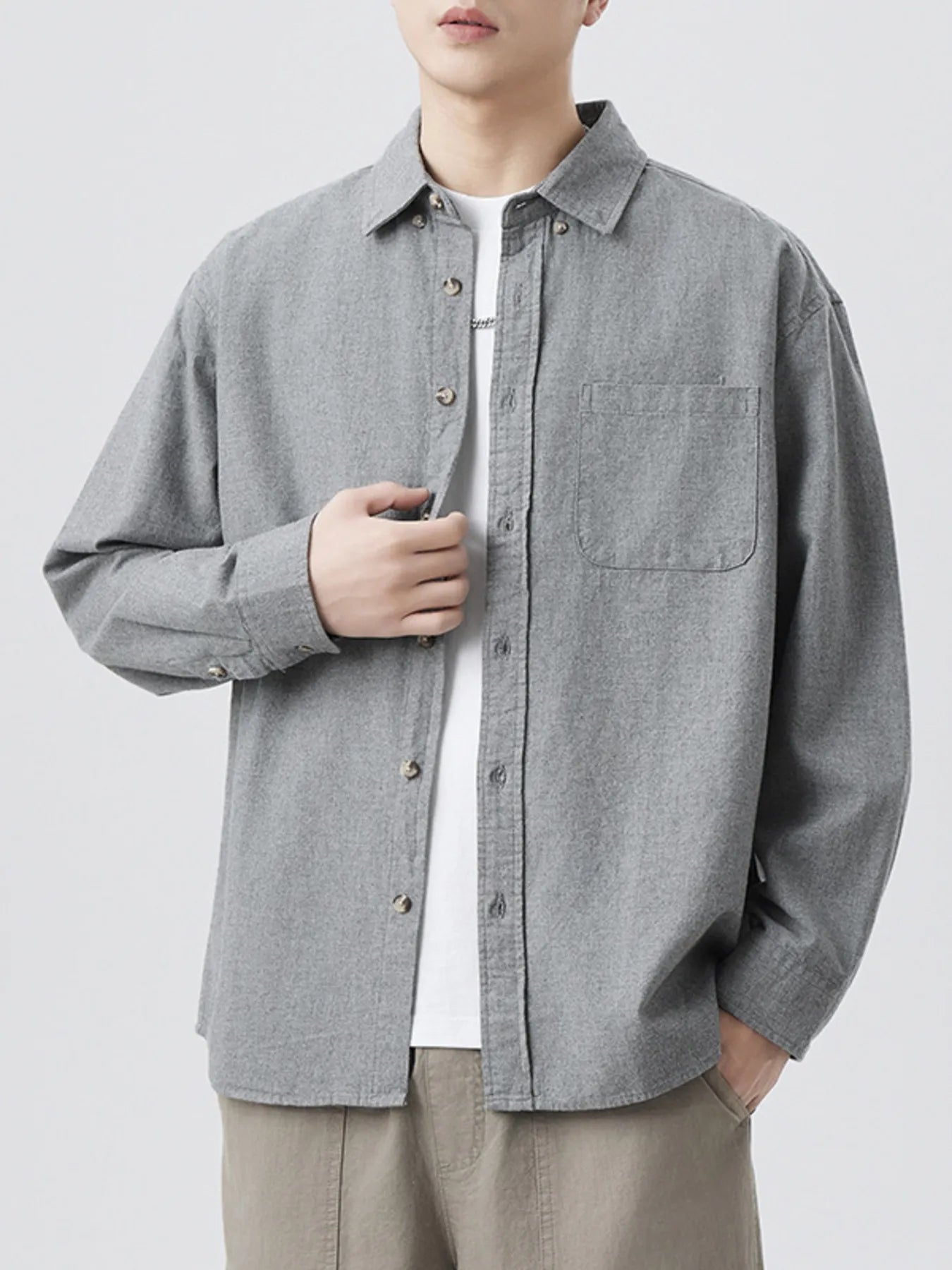 Men's Plus Size Button Up Long Sleeve Shirt