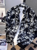 Men's Plus Size Printed Button Up Short Sleeve Shirt