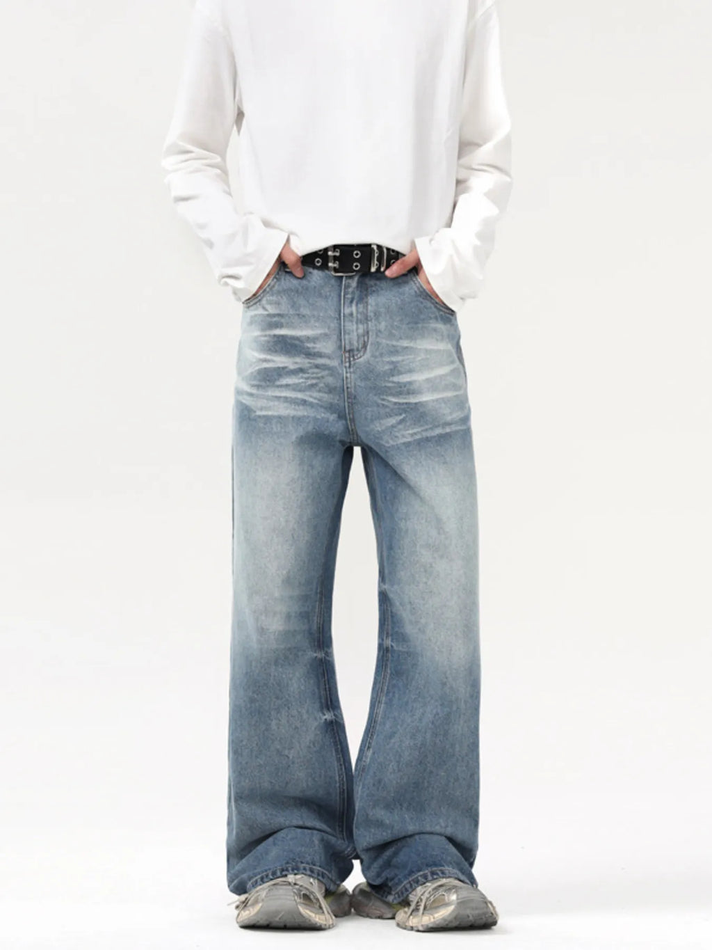 Men's Wash Wide Leg Jeans