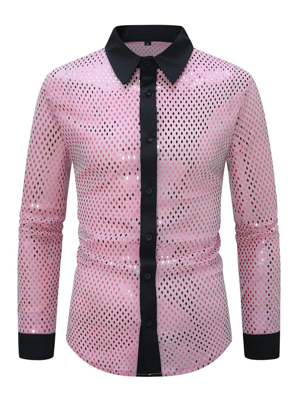 Men's Full Size Openwork Long Sleeve Shirt Plus Size