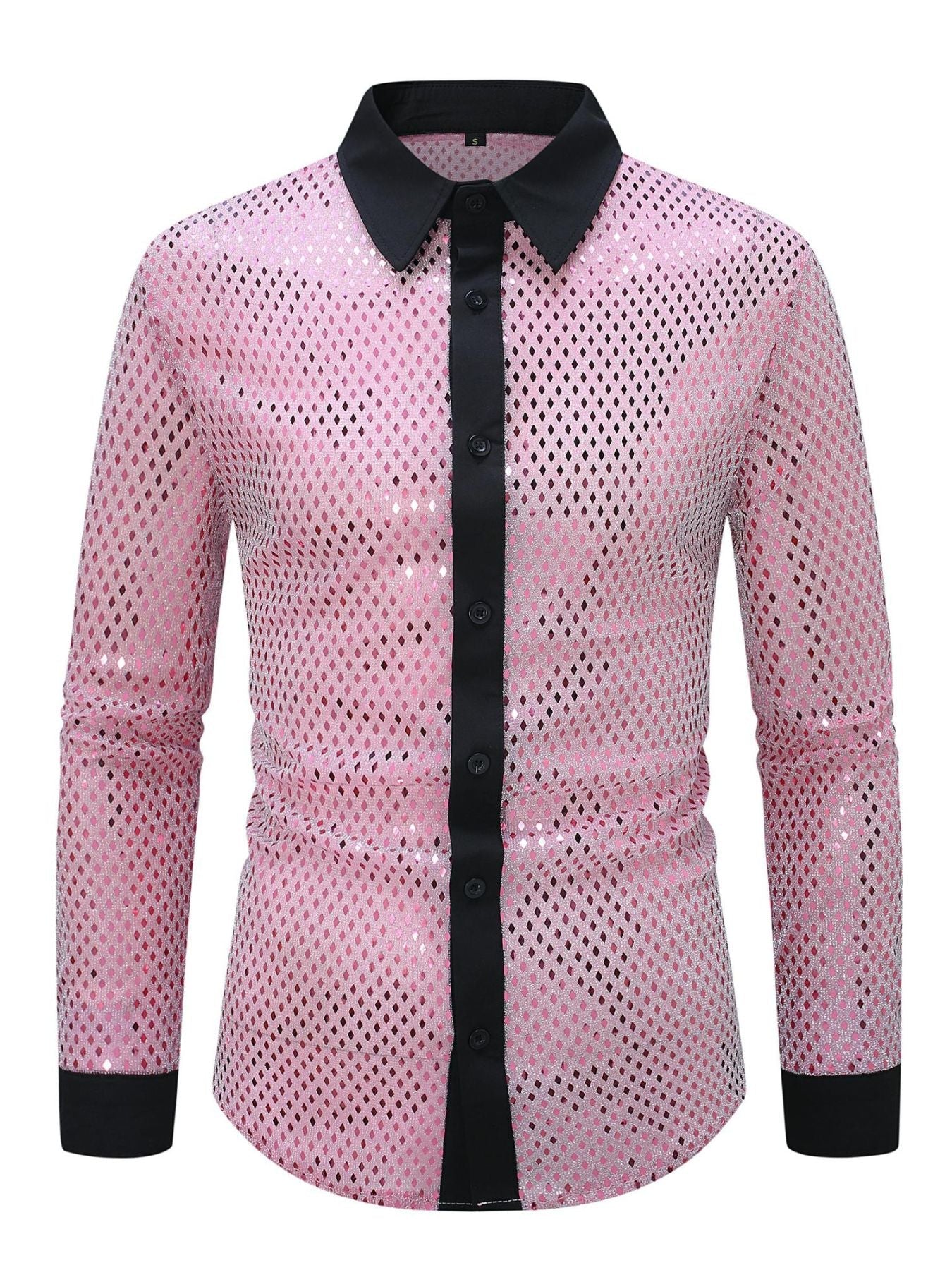 Men's Full Size Openwork Long Sleeve Shirt Plus Size