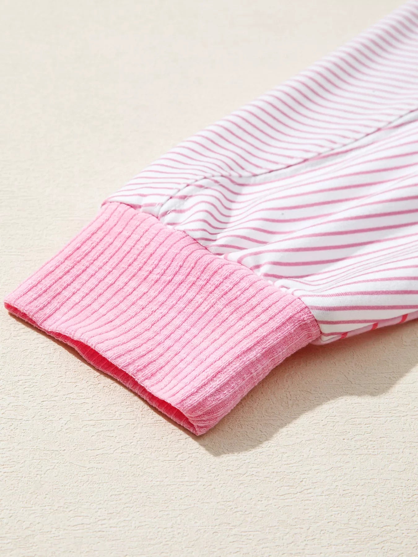 Striped Colorblock Exposed Seam Casual Long Sleeve Top