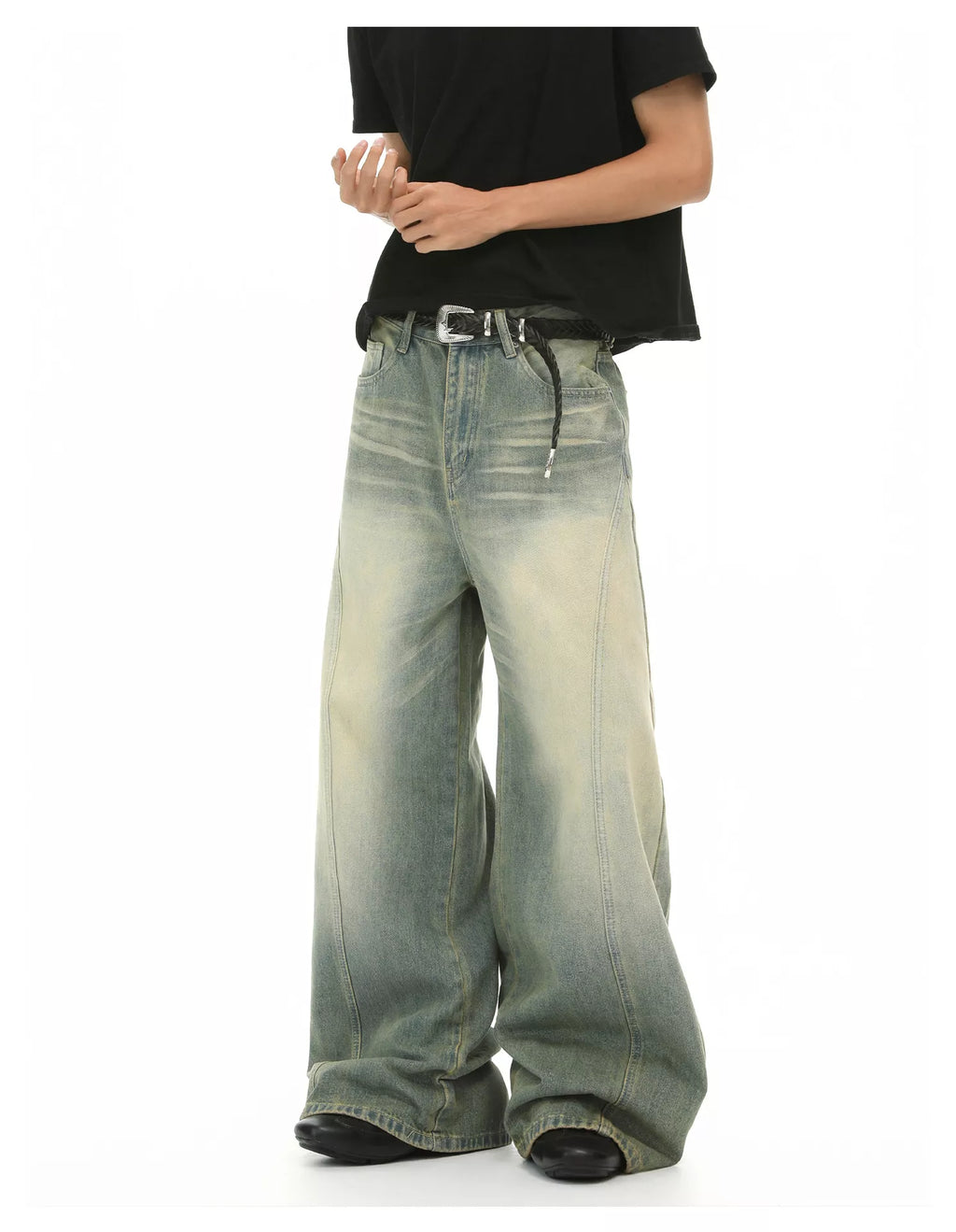 Men's Vintage Wash Wide Leg Jeans