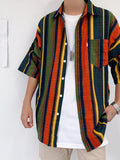 Men's Plus Size Striped Half Sleeve Shirt