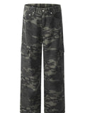 Men's Camouflage Cargo Jeans with Multiple Pockets
