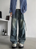 Men's Plus Size Loose Fit Cargo Jeans with Drawstring