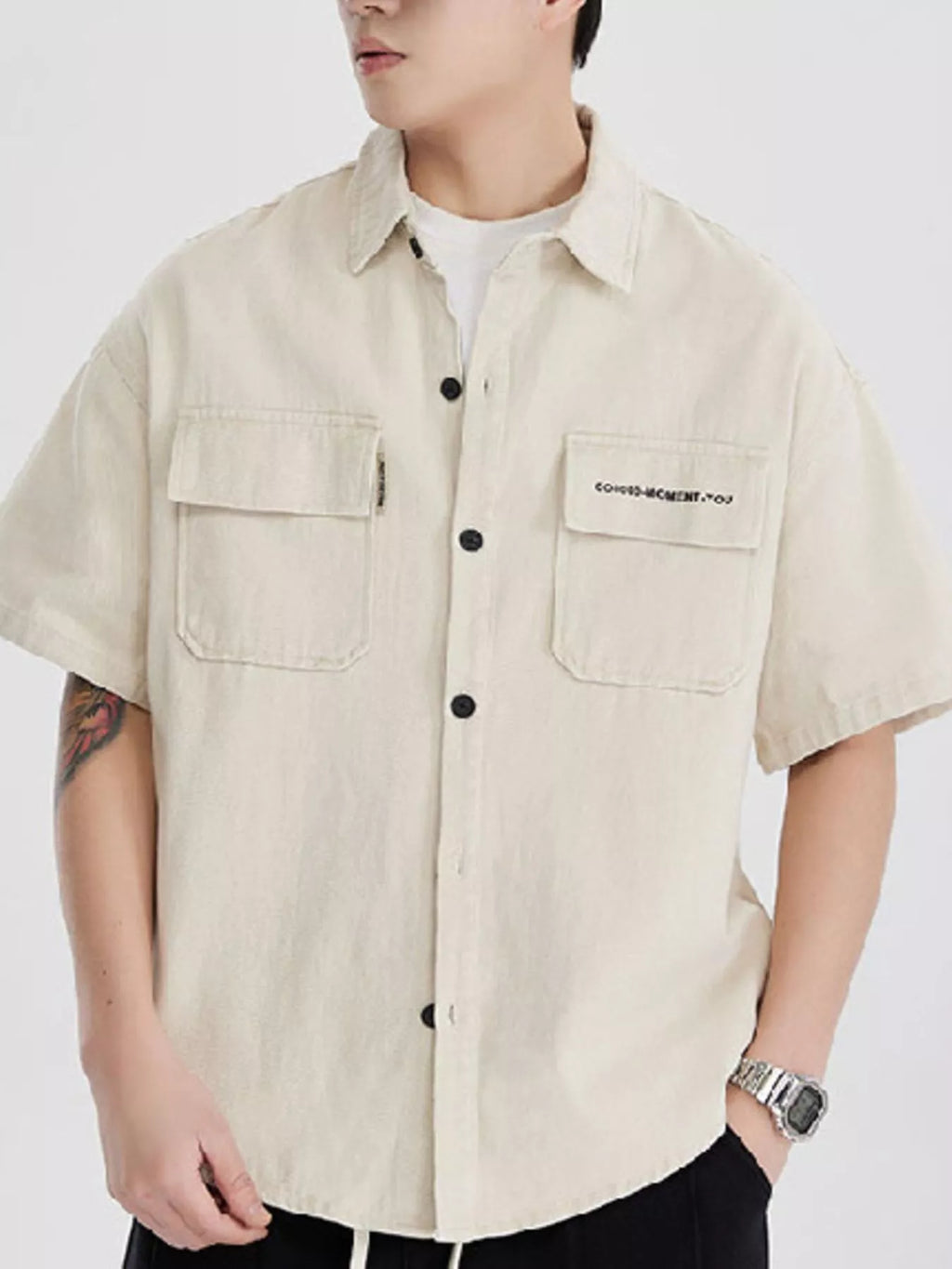 Men's Full Size Button Down Oversized Short Sleeve Shirt Plus Size