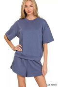 Zenana Scuba Short Sleeve Top & Shorts Set