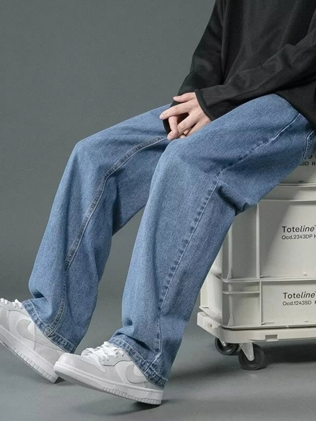 Men's Full Size Wash Wide Leg Jeans Plus Size