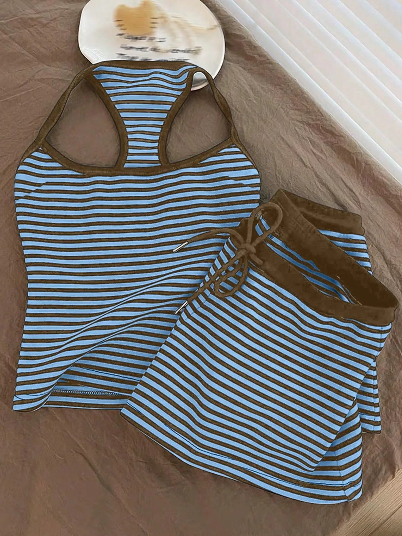 Striped Tank Top and Shorts Set
