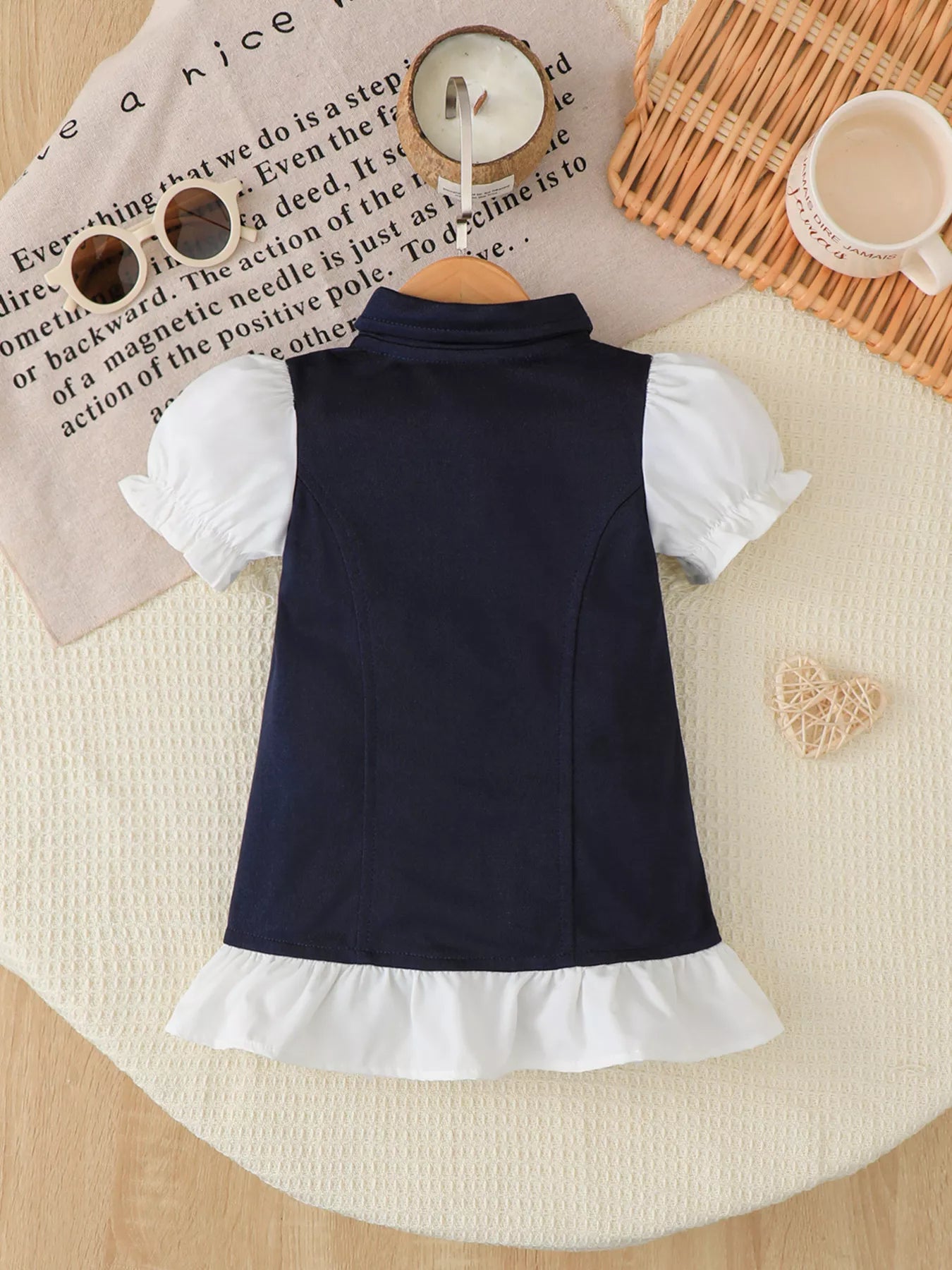 Children's Embroidered Ruffled Hem Polo Dress