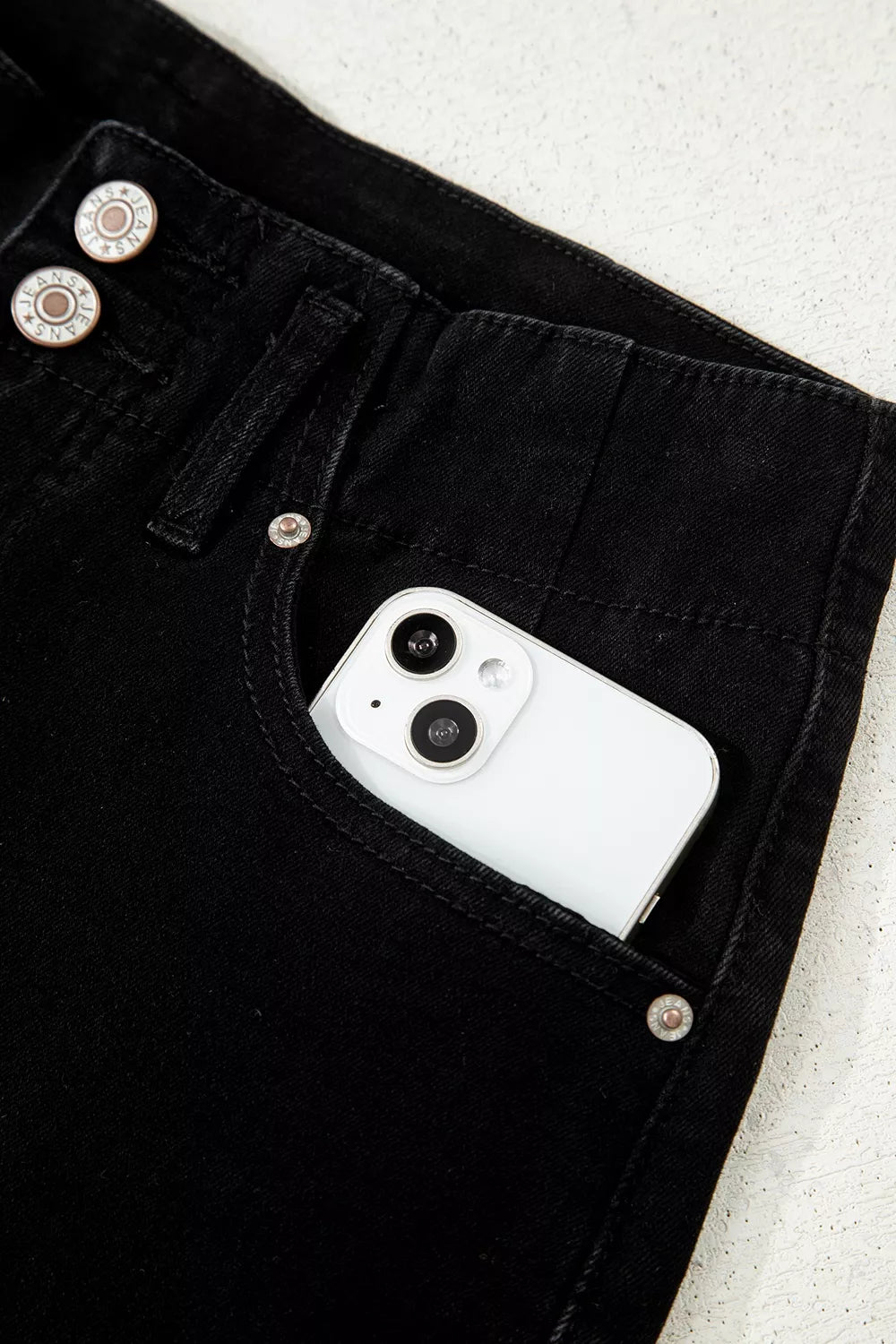 2-Button High Waist Flared Bottom Jeans