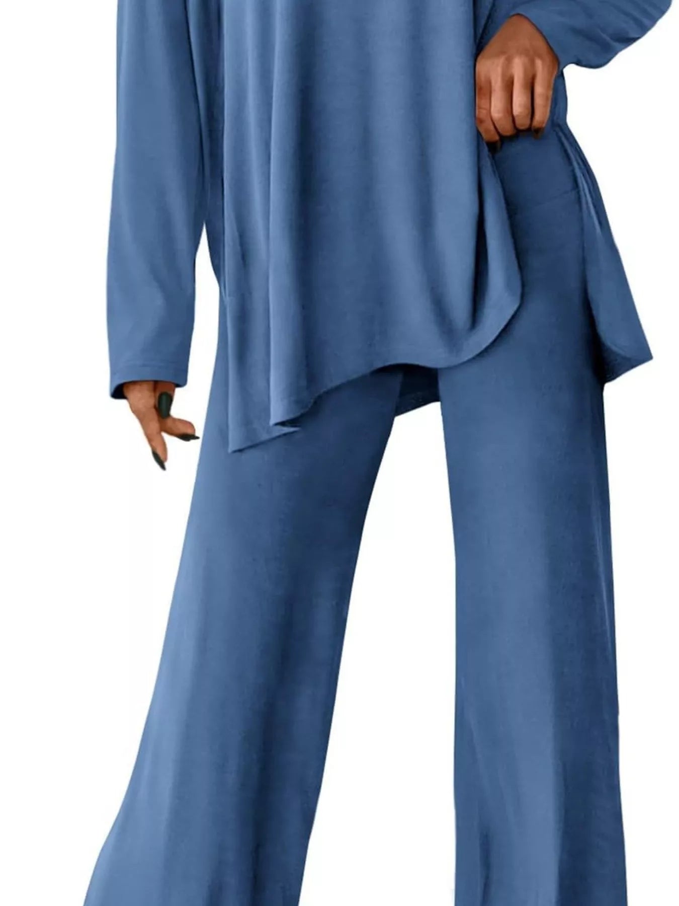 Casual Loose Long Sleeve Top and Wide Leg Pants Set