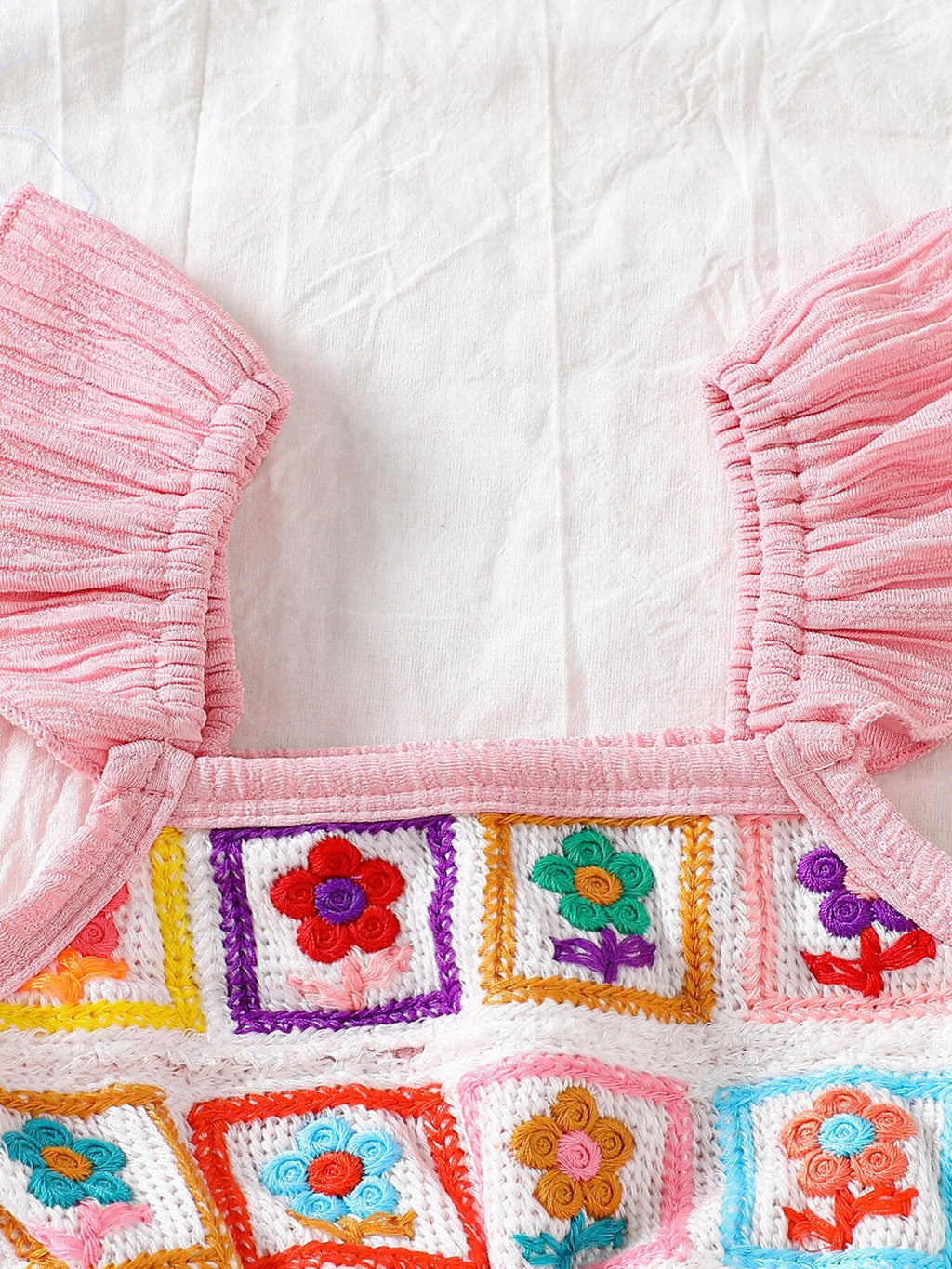 Children's Crochet Ruffle Trim Jumpsuit