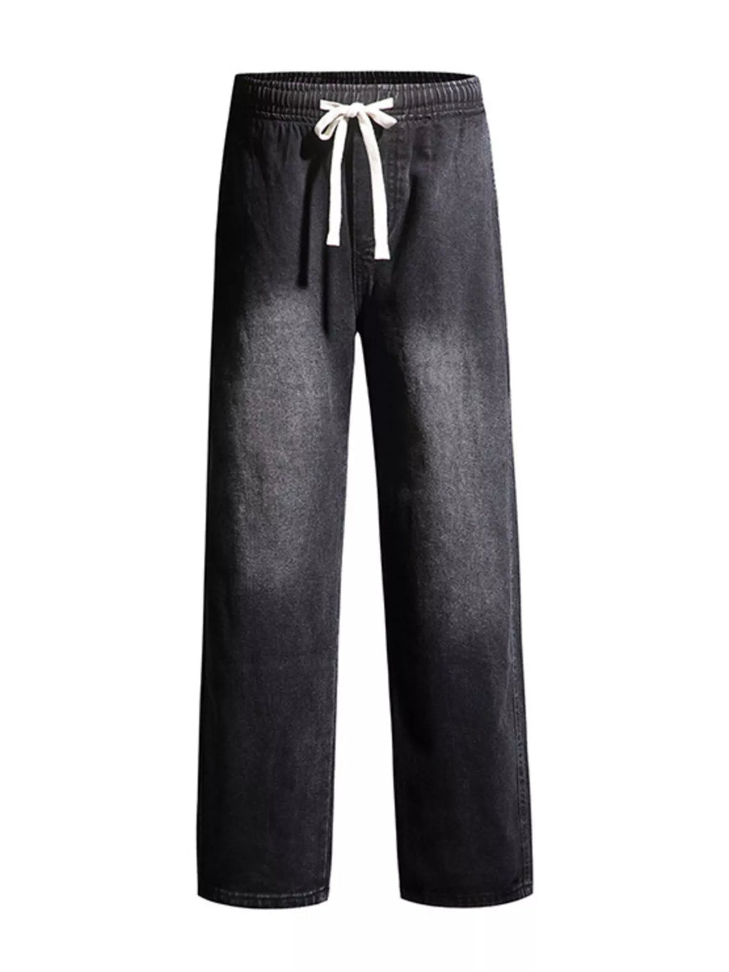 Men's Full Size Washed Wide Leg Drawstring Jeans Plus Size