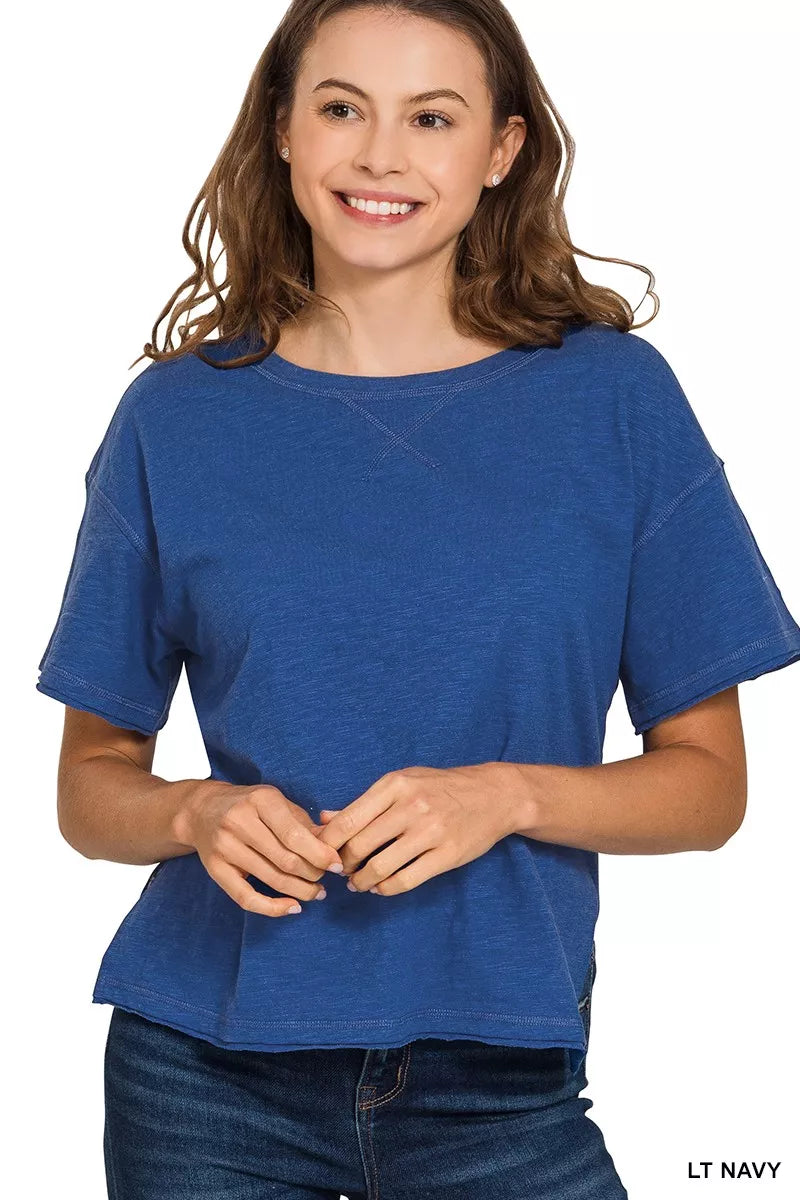 Zenana Cotton Slub Short Sleeve Tee