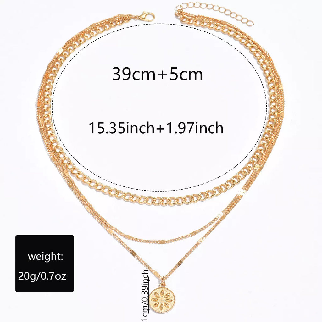 18K Gold-Plated Three Layered Pendant Necklace