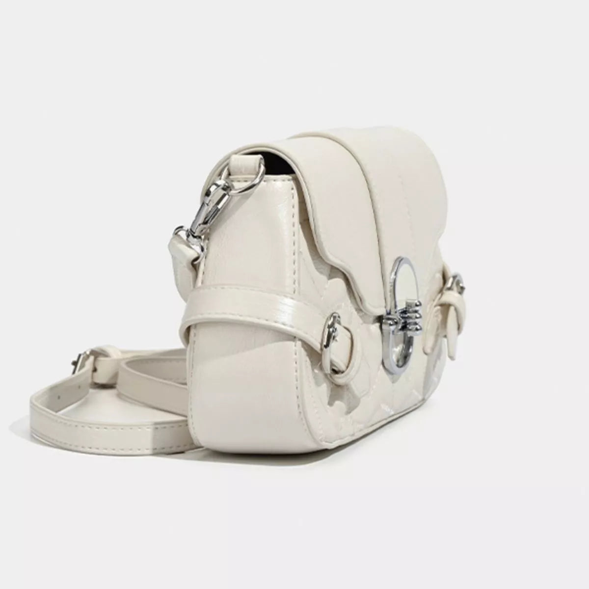 Quilted Flap Buckle Decor Crossbody Bag