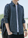 Men's Full Size Plaid Long Sleeve Shirt Plus Size