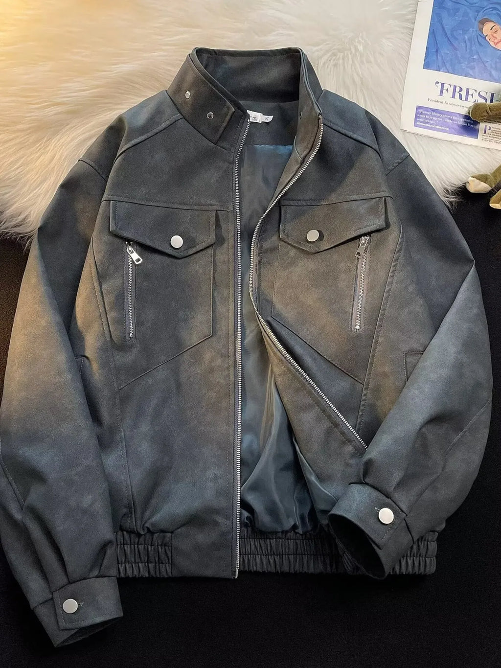 Men's Zip Up Casual Bomber Jacket