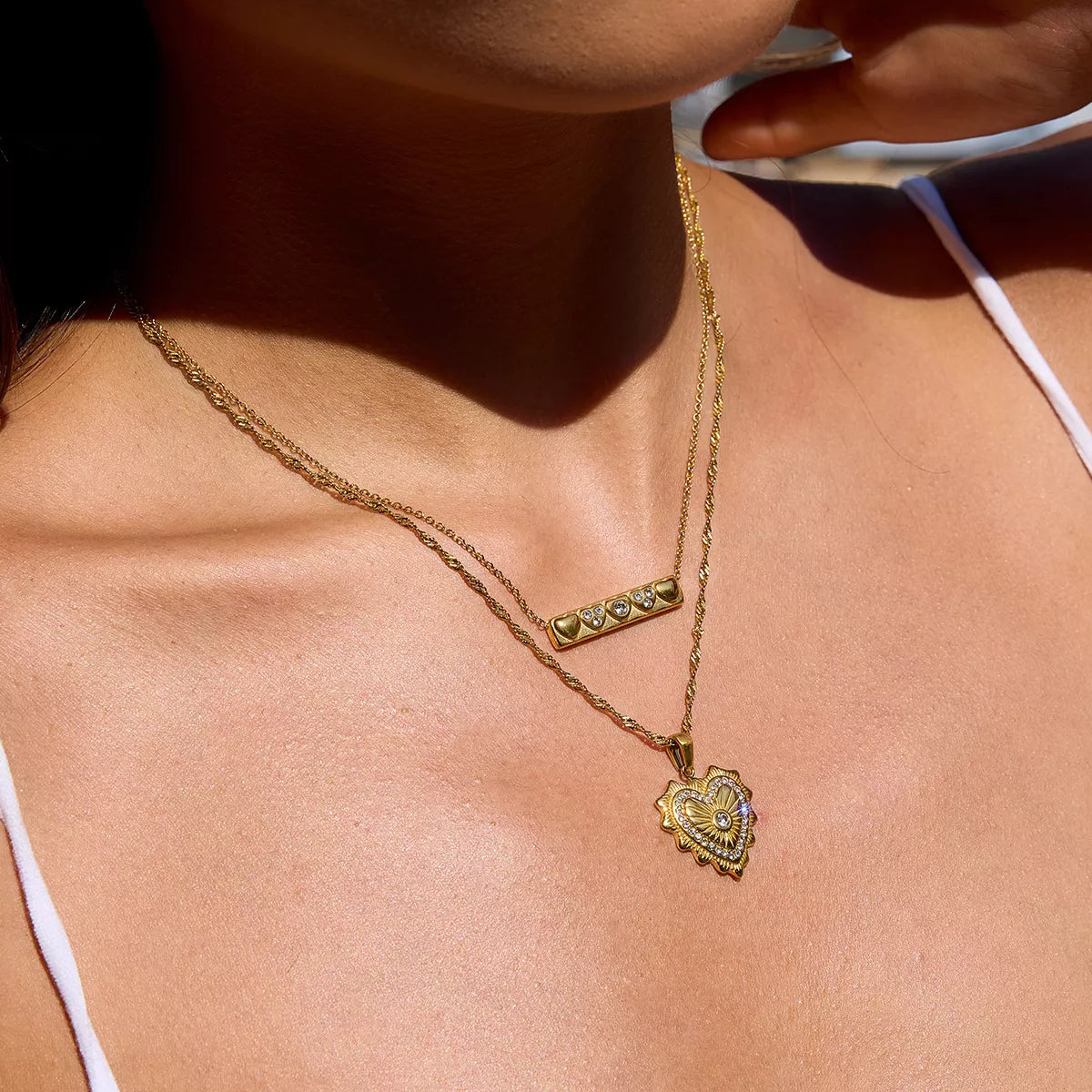 18K Gold-Plated Zircon Pendant Necklace