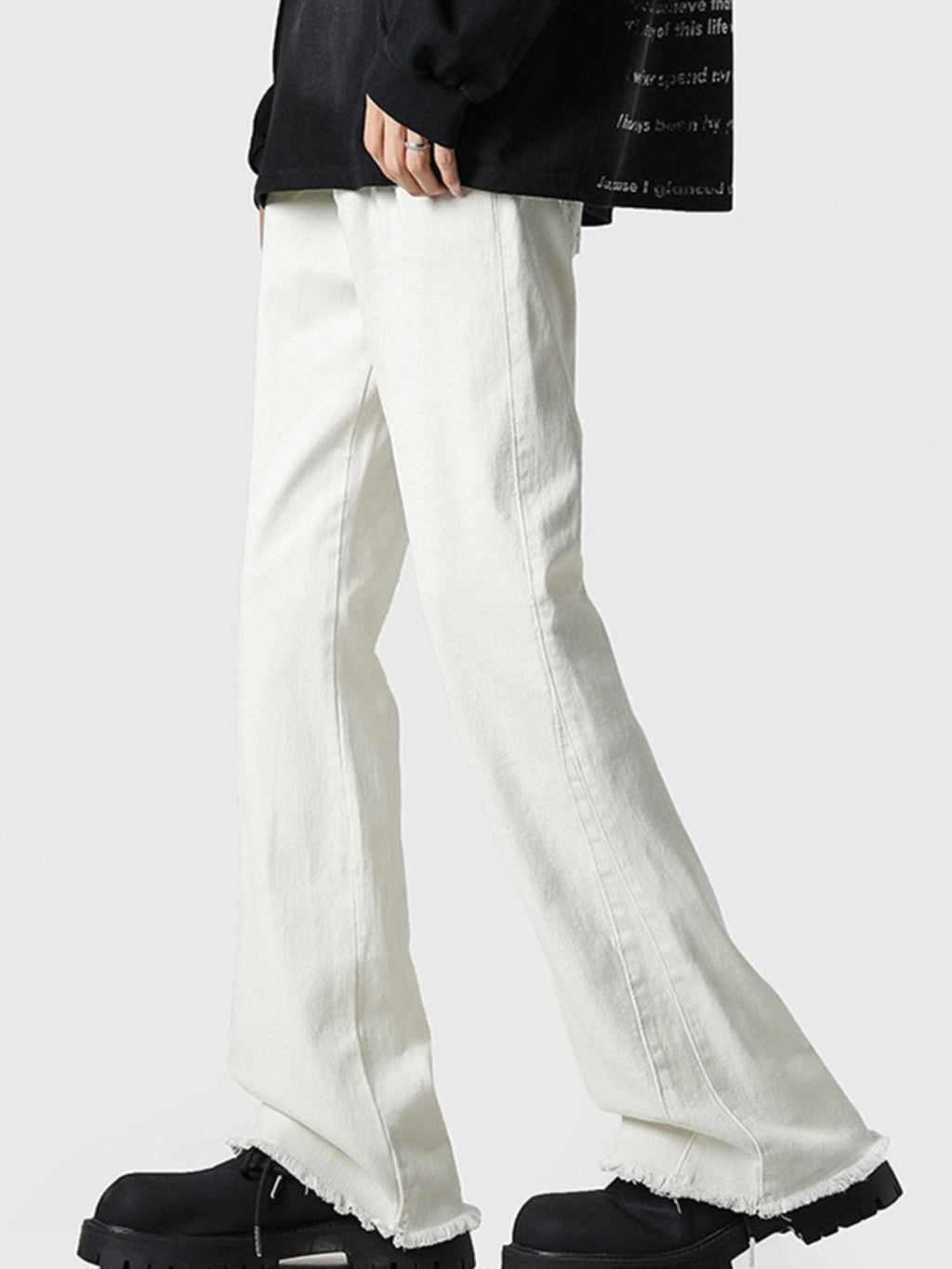 Men's Full Size Raw Hem Flare Jeans Plus Size