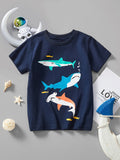 Children's Animal Print Crew Neck Short Sleeve T-Shirt