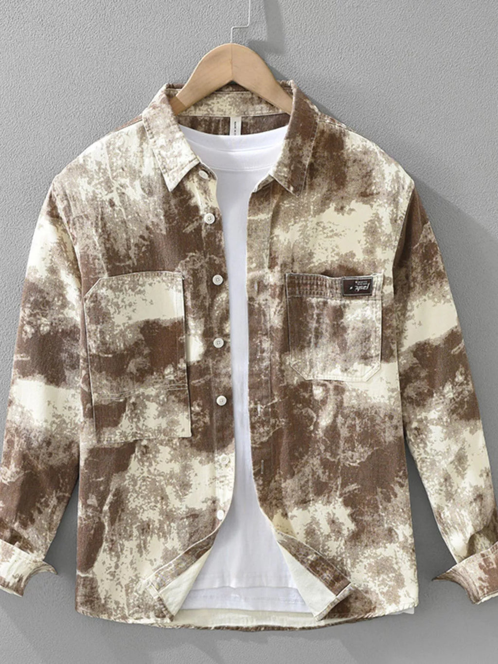 Men's Plus Size Abstract Print Long Sleeve Casual Shirt