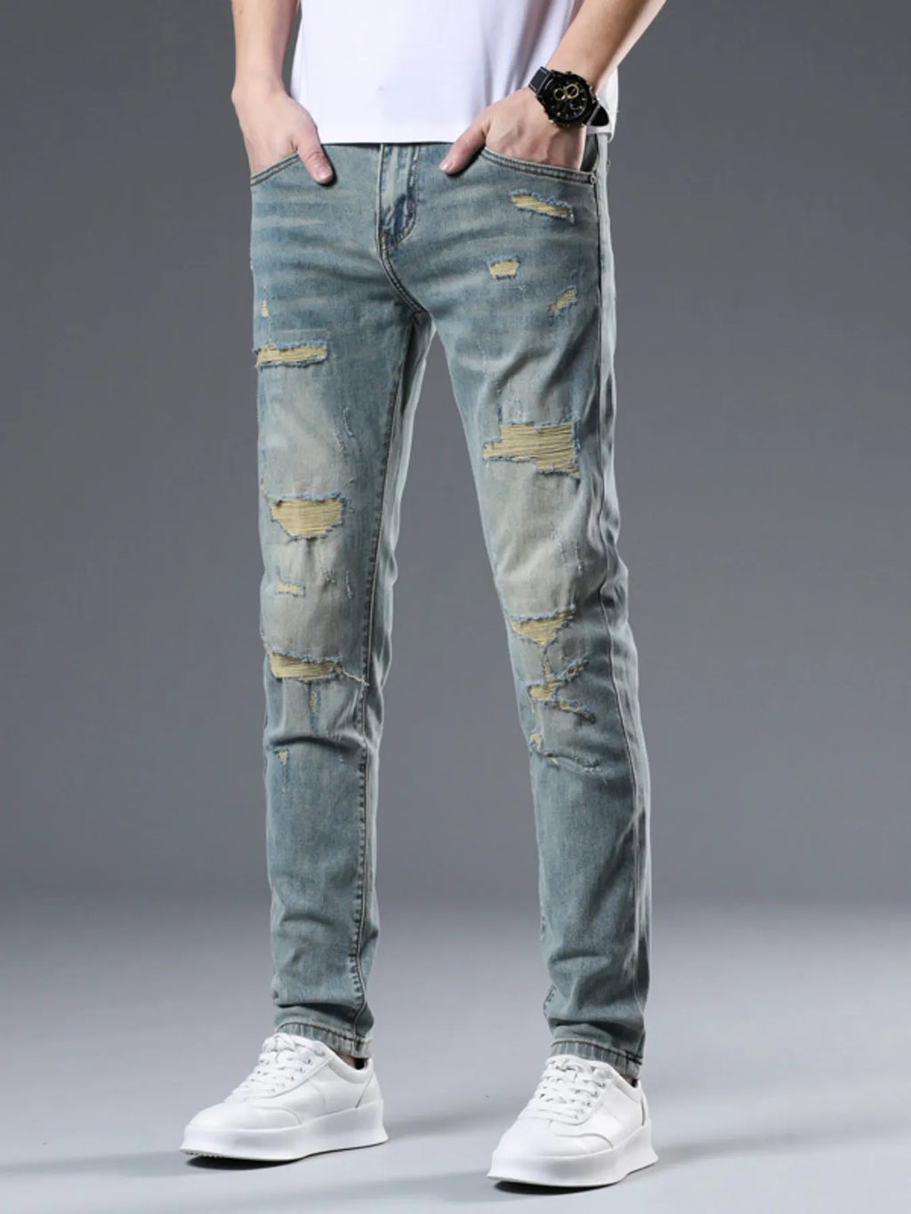 Men's Distressed Slim Fit Jeans