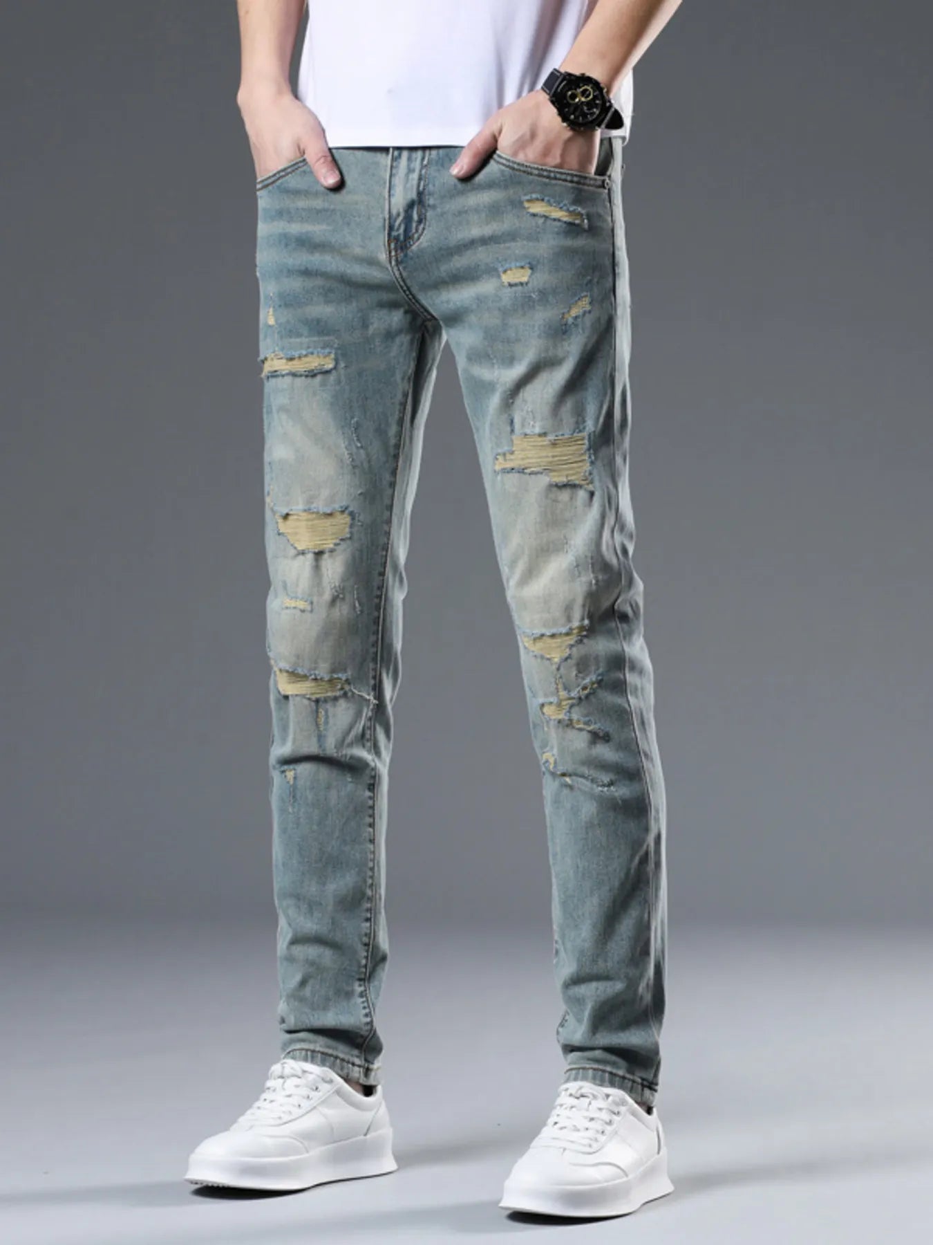 Men's Distressed Slim Fit Jeans