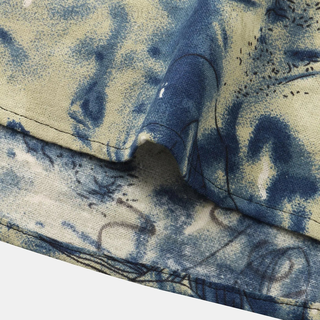 Men's Vintage Print Short Sleeve Shirt