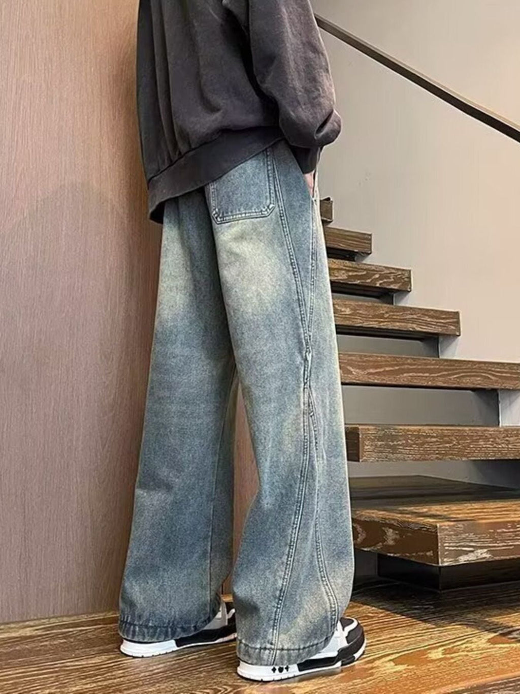 Men's Full Size Washed Wide Leg Jeans Plus Size
