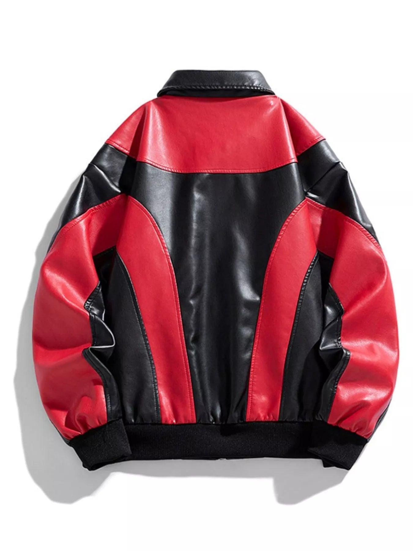Men's Two-Tone Retro Style Faux Leather Jacket