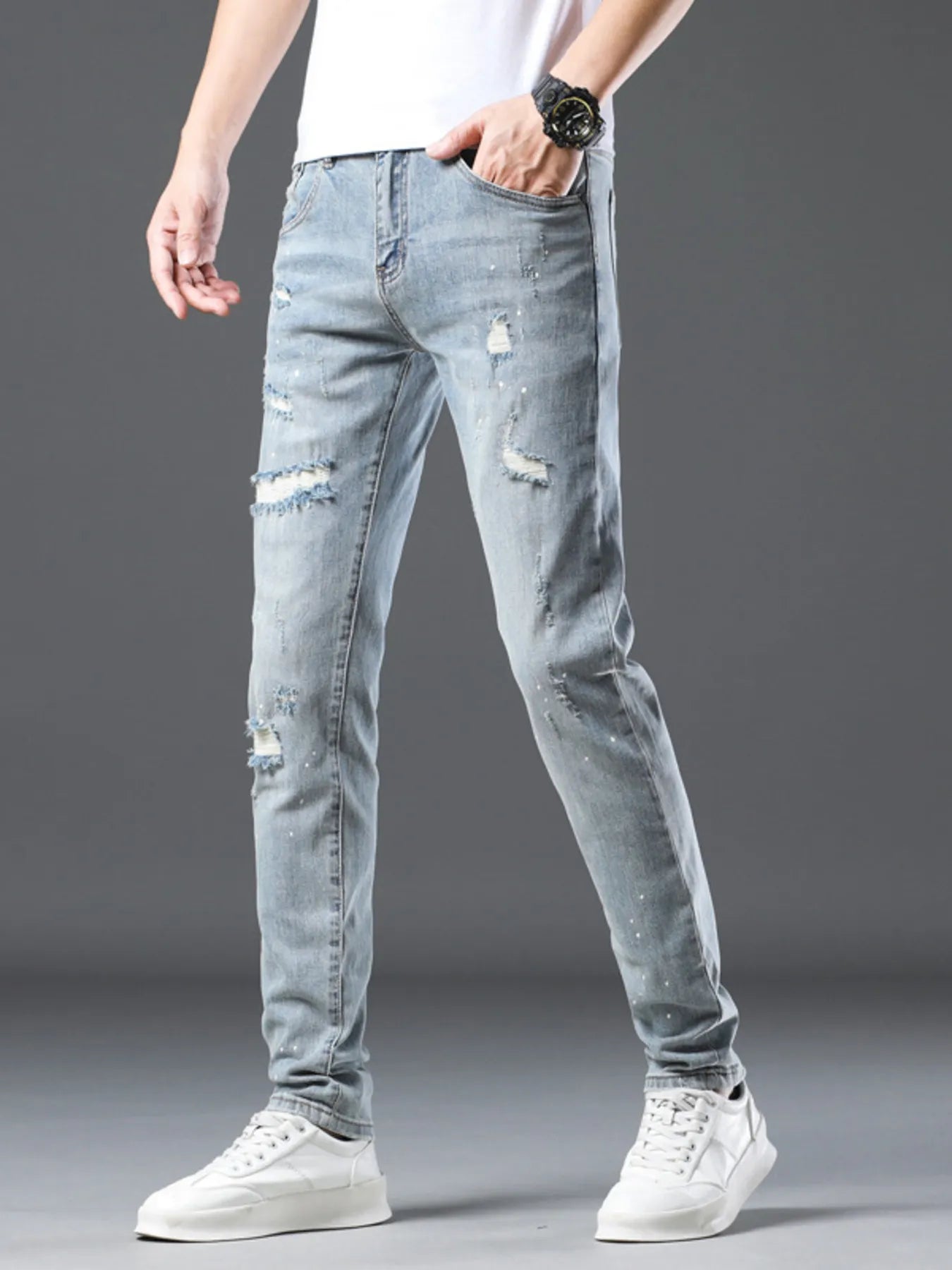 Men's Distressed Slim Fit Jeans