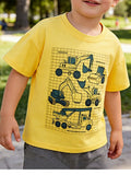 Children's Construction Vehicle Graphic Short Sleeve T-Shirt