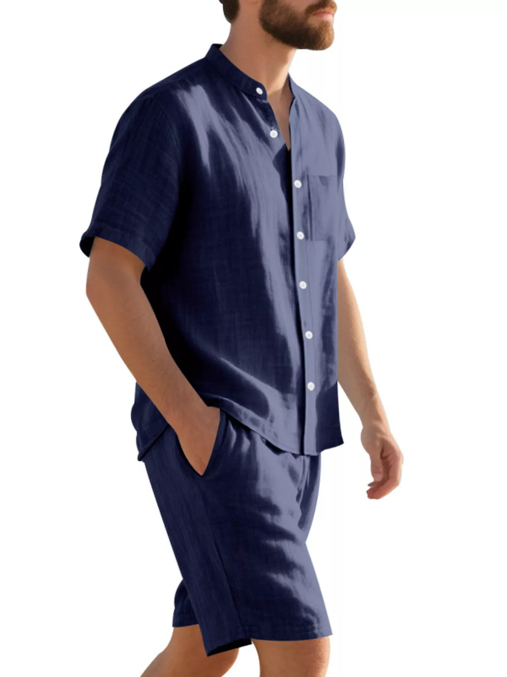 Men's Full Size Casual Short Sleeve Shirt and Shorts Set Plus Size
