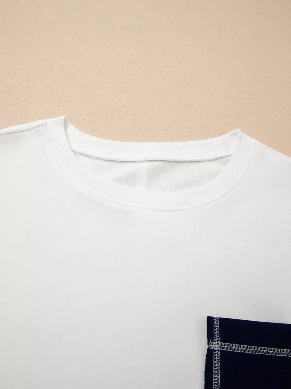 Exposed Seam Detail Color Block Patch Pocket Drop Shoulder Sweatshirt