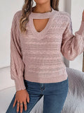 Cable-Knit Cutout Round Neck Sweater